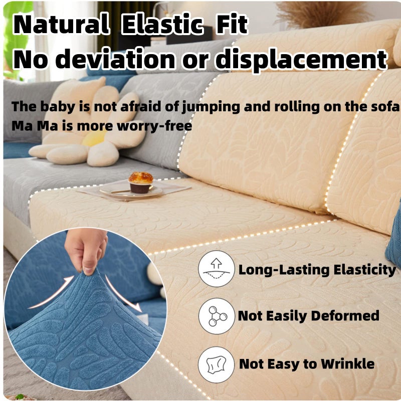 Disayu Magic Sofa Covers Couch Covers 2024 New Wear-Resistant Universal Sofa Covers Washable L Shape Stretch Couch Cushion Covers Slipcovers for Sectional Sofa (Texture Light Gray Back Cover M) - Image 4